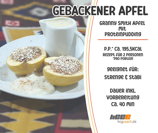 Festlicher Genuss für die strenge Phase: Gebackener Granny Smith Apfel mit Proteinpudding (Für 2 Personen)
