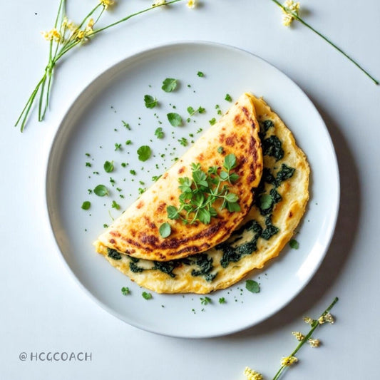 Eier Omelett - Gefüllt mit Spinat, Kräutern und Tomaten
