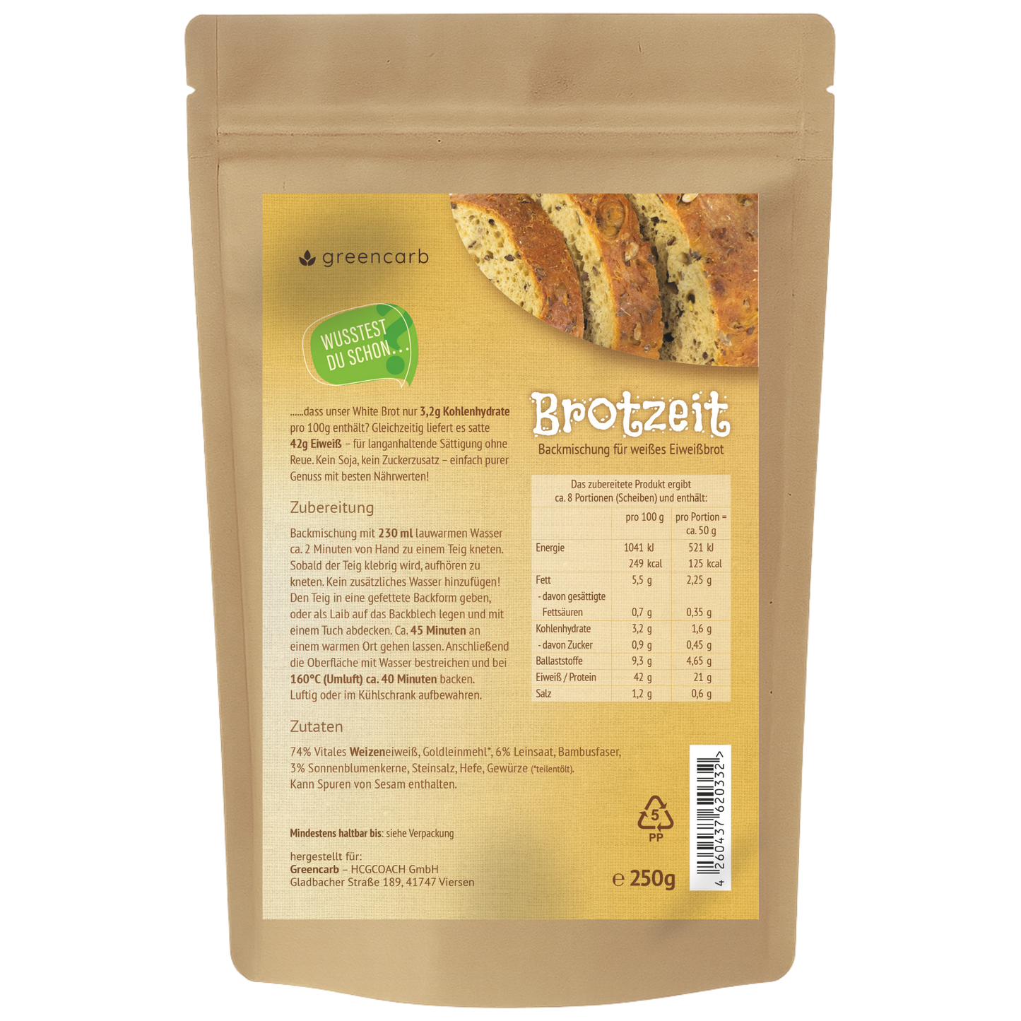 Greencarb® Brotbackmischung Dark + White (250 g)