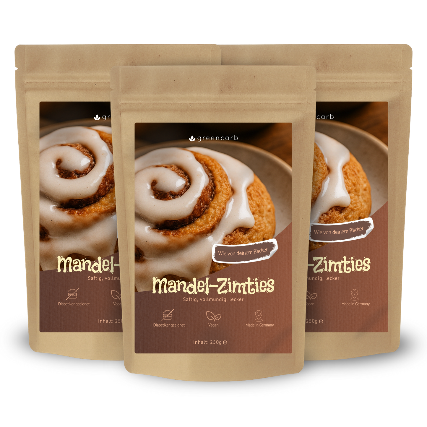 Greencarb® Mandel-Zimties Brot und Brötchenbackmischung (3er Set)