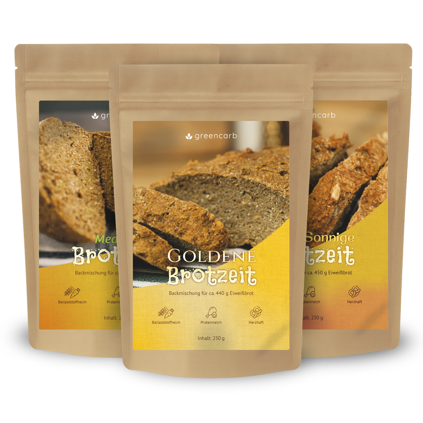 Greencarb® Brotbackmischung Gold, Mediterran, Sonnig (3er Set)