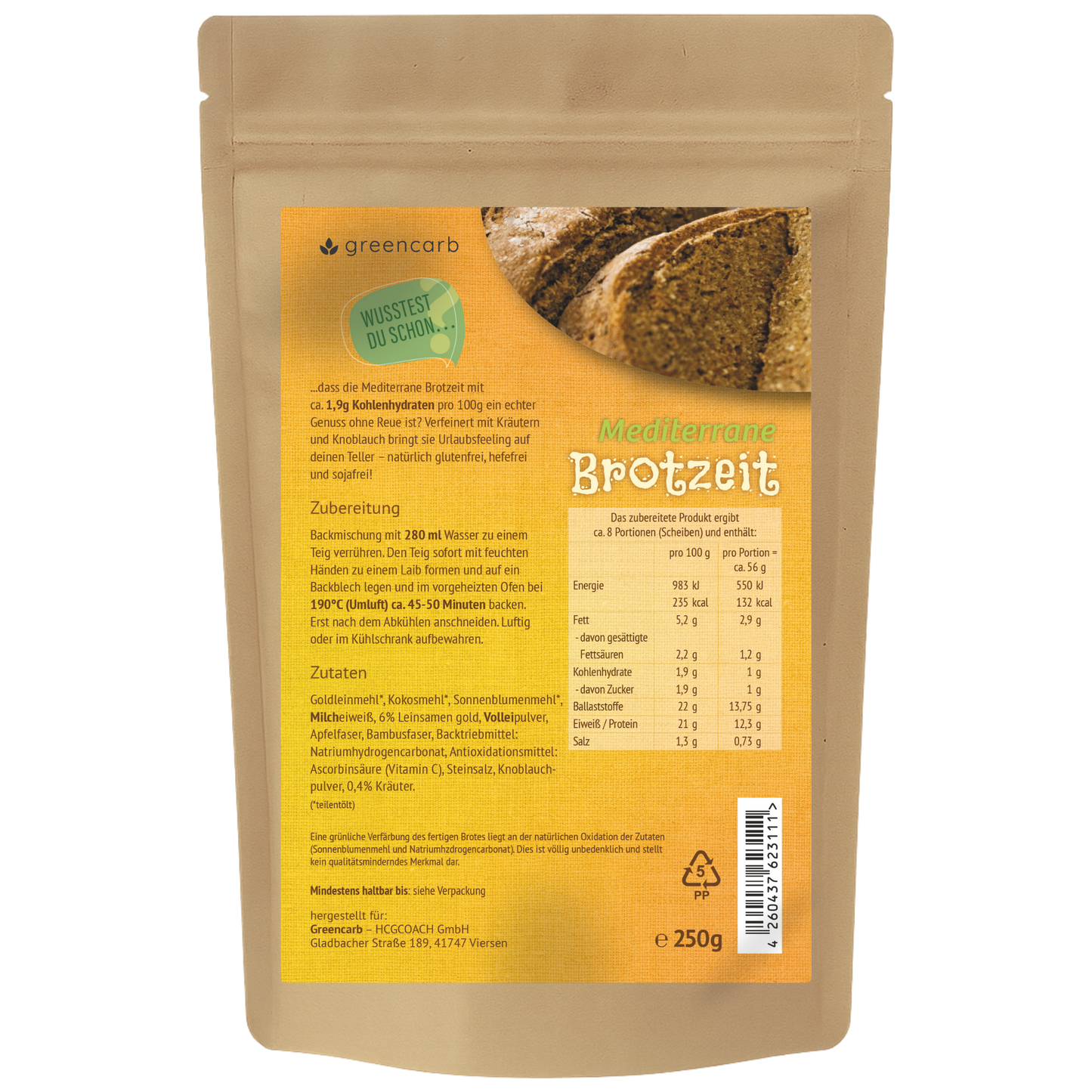 Greencarb® Brotbackmischung Gold, Mediterran, Sonnig (3er Set)
