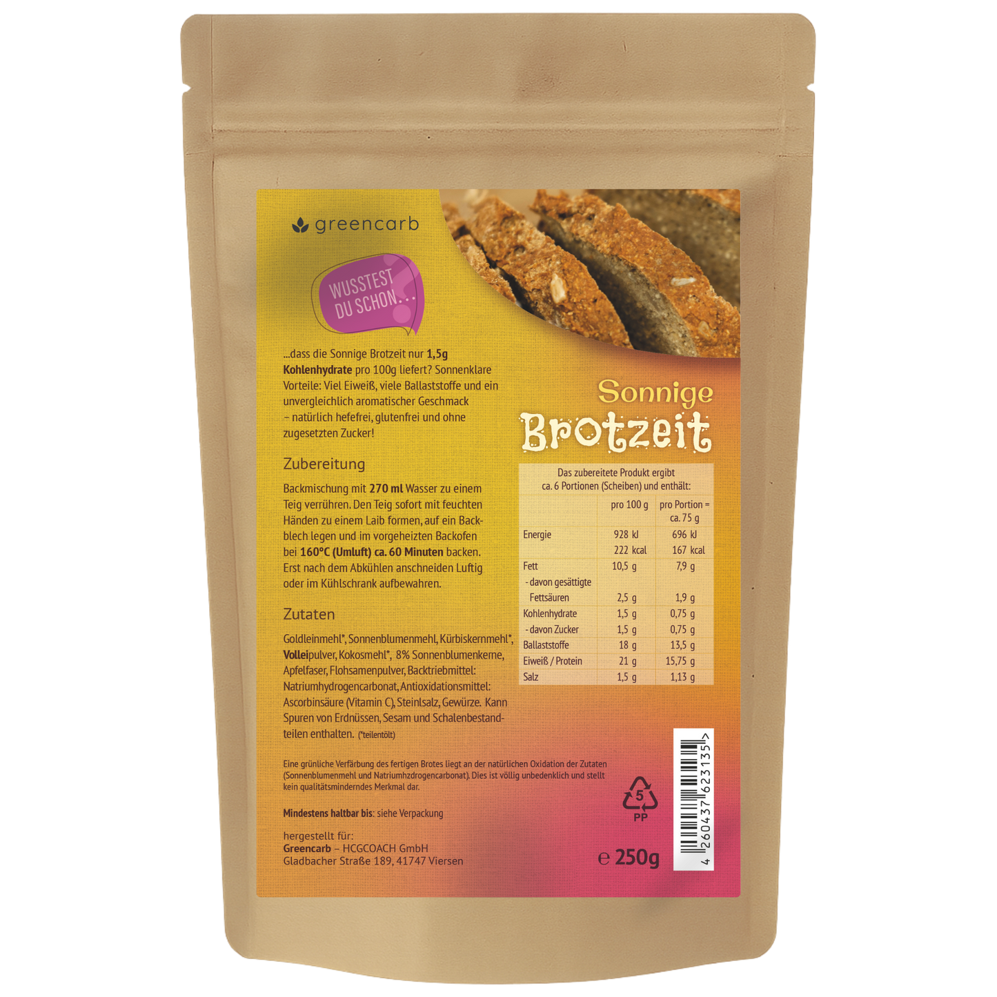 Greencarb® Brotbackmischung Gold, Mediterran, Sonnig (3er Set)
