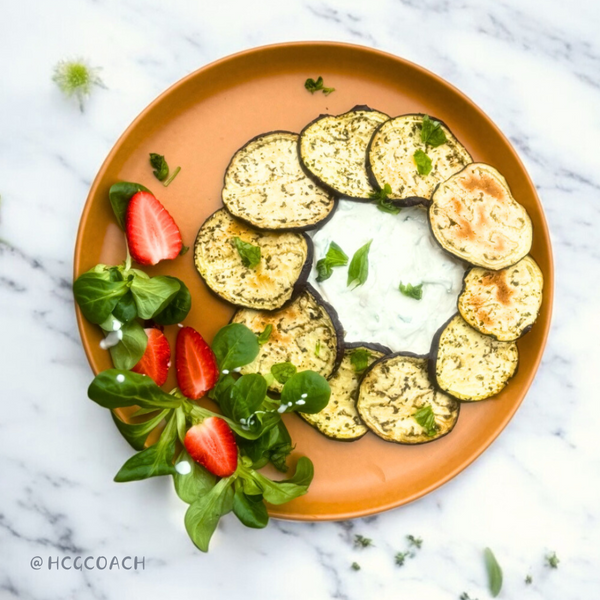 Gebackene Auberginen mit Kräuterquark