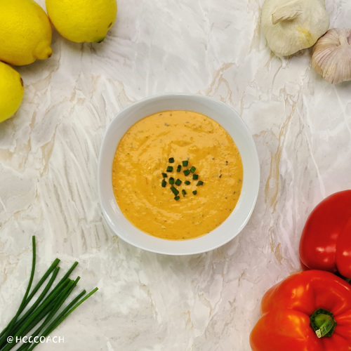 Geröstete Paprika-Zucchini-Dip mit Joghurt und Quark