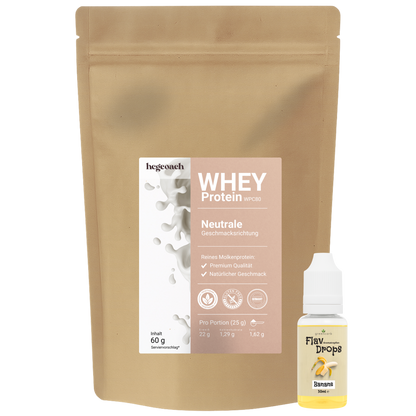 Molkenprotein WPC 80 + Aromatropfen FlavDrops