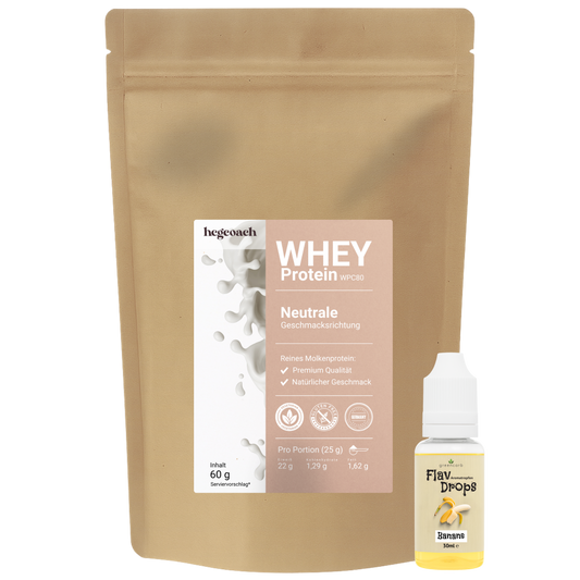Molkenprotein WPC 80 + Aromatropfen FlavDrops
