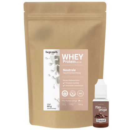 Molkenprotein WPC 80 + Aromatropfen FlavDrops