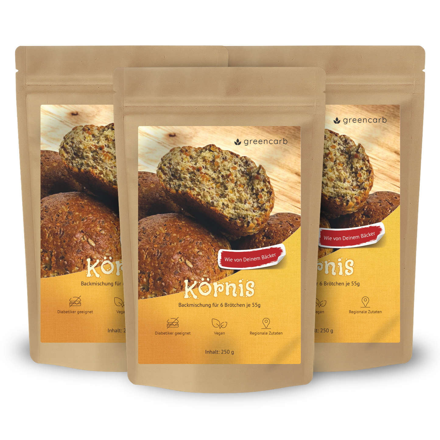 Greencarb® Körnis - Brot- und Brötchenbackmischung (3er Set)