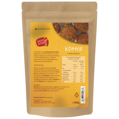 Greencarb® Körnis - Brot- und Brötchenbackmischung (250 g)