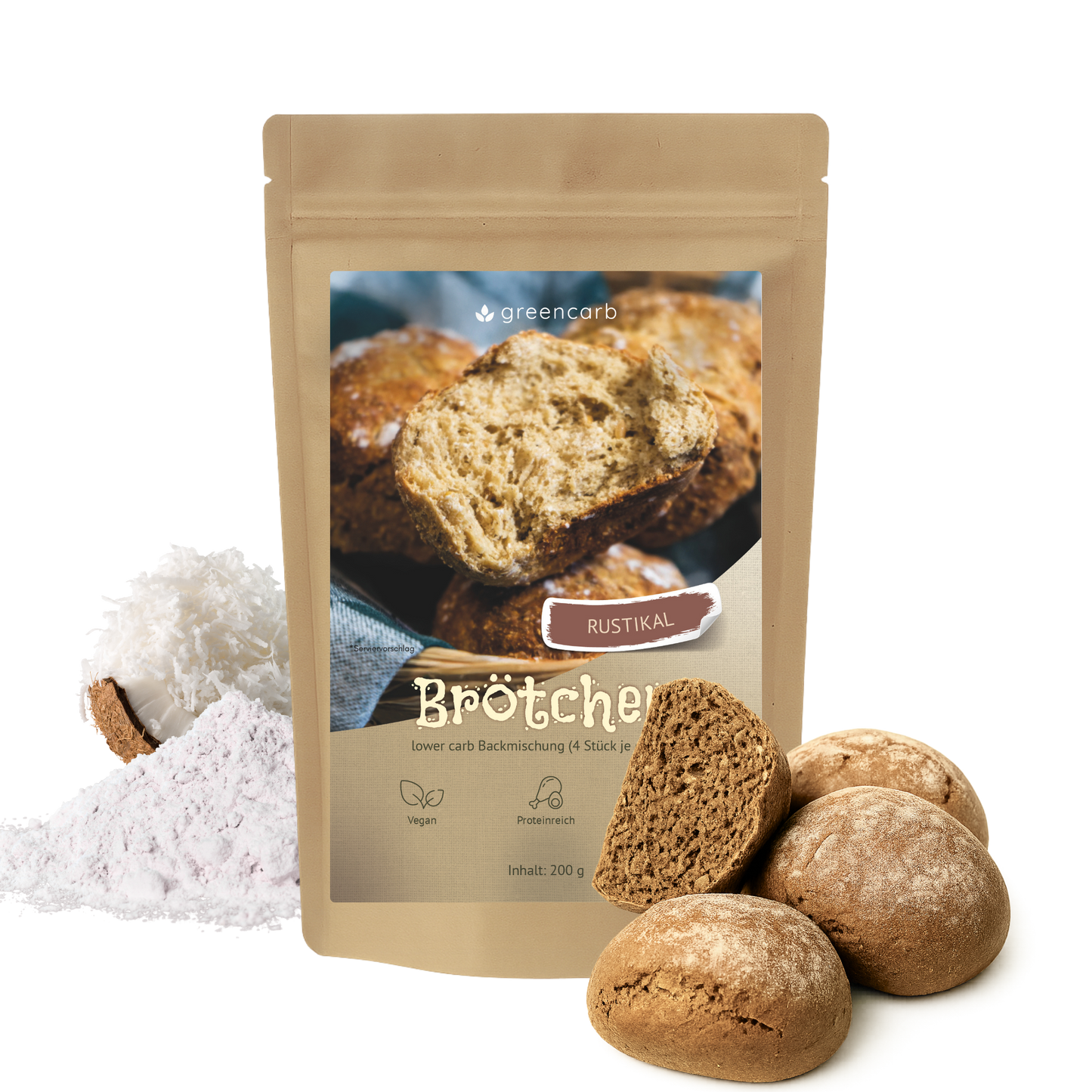 Greencarb® Brötchenbackmischung Rustikale Brötchen (3er Set)