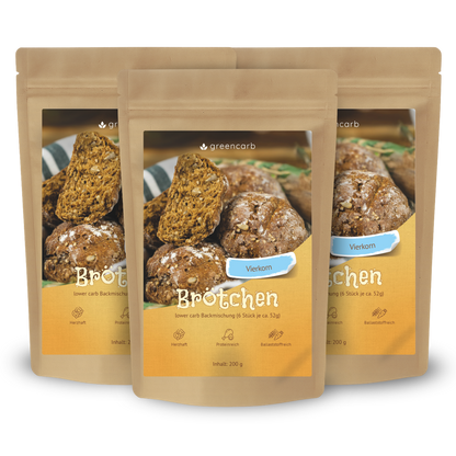 Greencarb® Brötchenbackmischung Vierkorn Brötchen (3er Set)