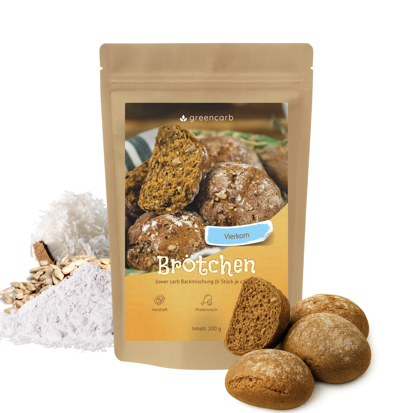 Greencarb® Brötchenbackmischung Vierkorn Brötchen (200 g)