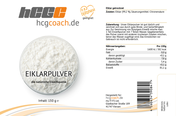 hCGC&reg; Eiklarpulver - Backbasics (150g)